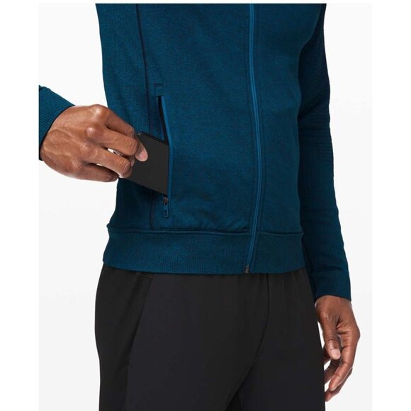 Lululemon Engineered Warmth Jacket Poseidon Black Wool Blend Mens Large - Picture 4 of 13